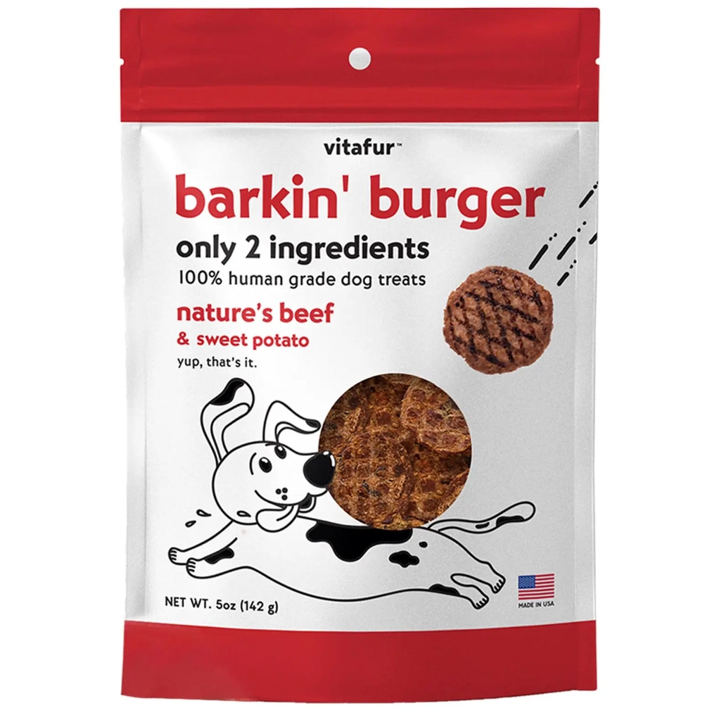 Vitafur Barkin Burger Nature's Beef & Sweet Potato Dehydrated Dog Treats Vitafur