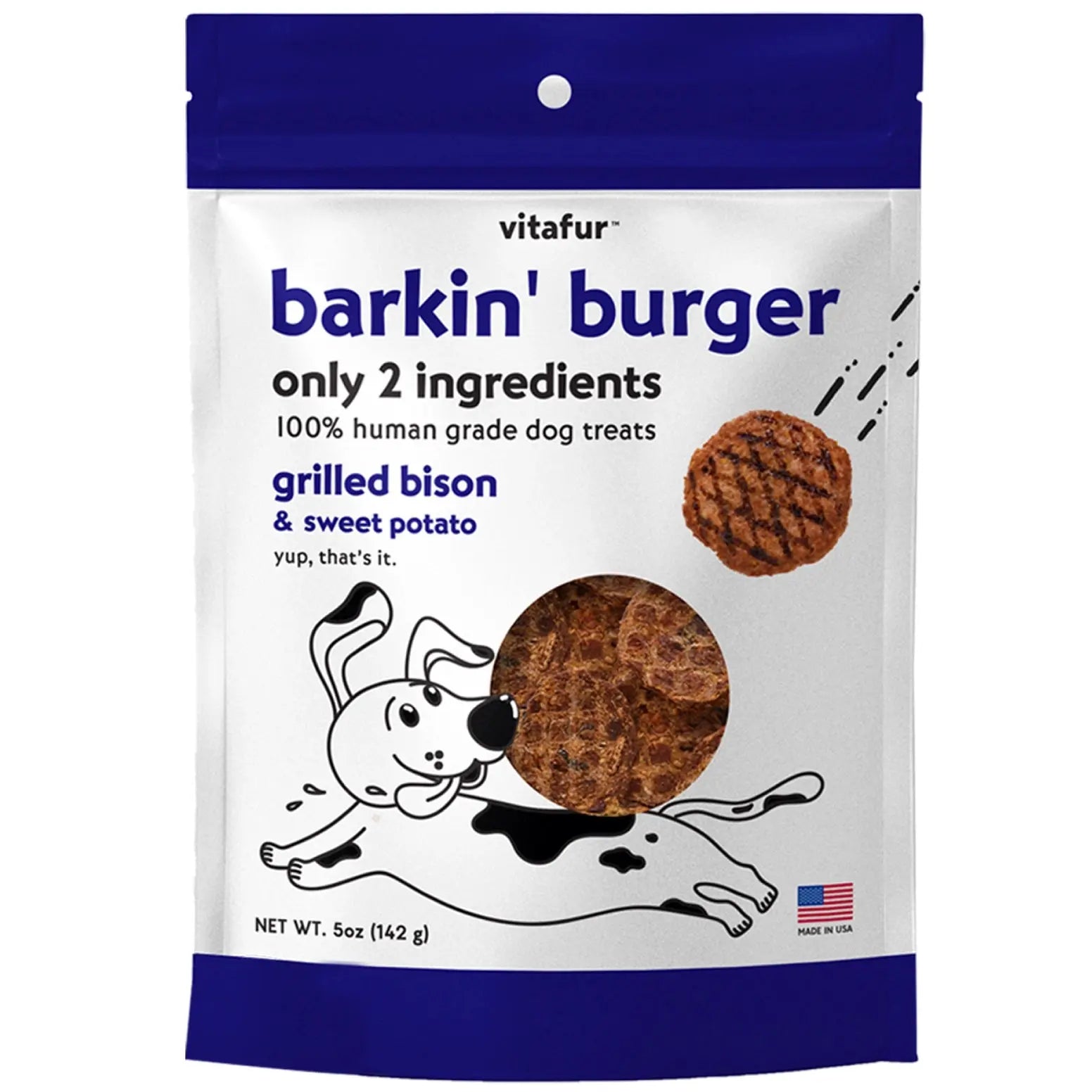 Vitafur Barkin' Burger Grilled Bison & Sweet Potato Dehydrated Dog Treats 5 oz Vitafur