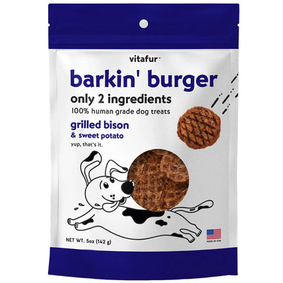 Vitafur Barkin' Burger Grilled Bison & Sweet Potato Dehydrated Dog Treats 5 oz Vitafur