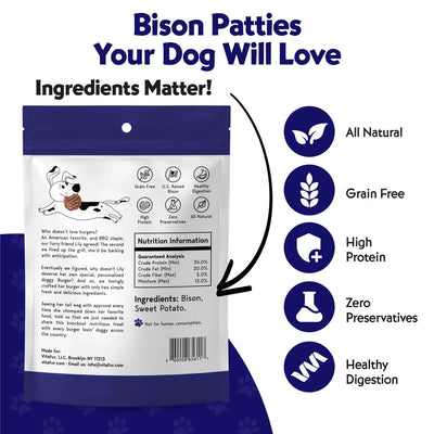 Vitafur Barkin' Burger Grilled Bison & Sweet Potato Dehydrated Dog Treats 5 oz Vitafur