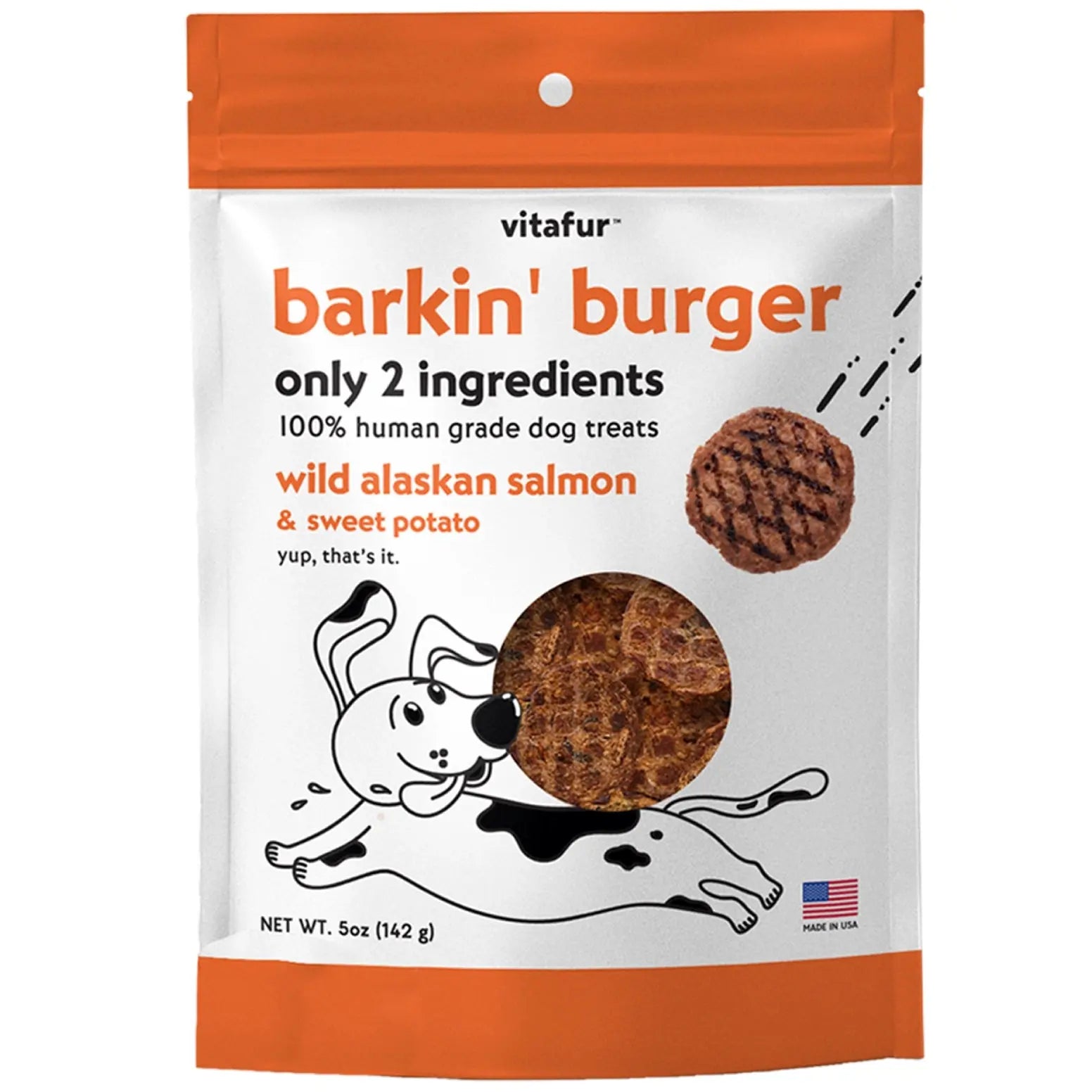 Vitafur Barkin' Burger Wild Alaskan Salmon & Sweet Potato Dehydrated Dog Treats 5 oz Vitafur