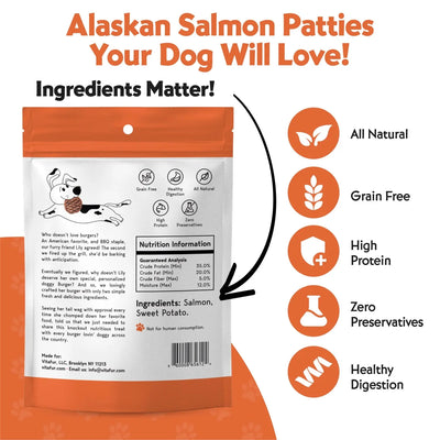 Vitafur Barkin' Burger Wild Alaskan Salmon & Sweet Potato Dehydrated Dog Treats 5 oz Vitafur