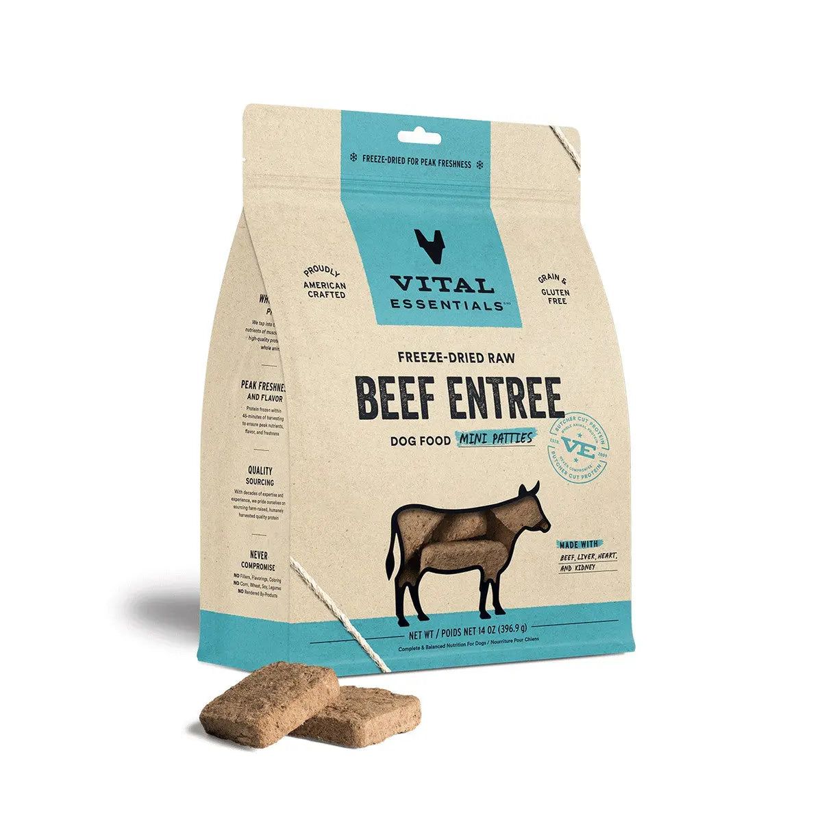 Vital Essentials® Freeze-Dried Raw Beef Entree Dog Food Mini Patties, 14 oz Vital Essentials®