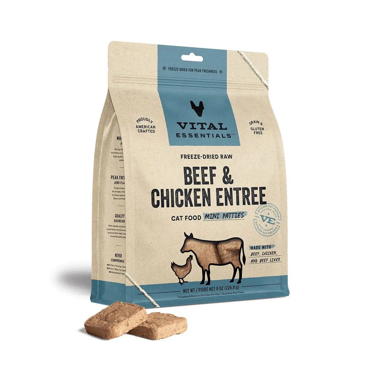 Vital Essentials® Freeze-Dried Raw Beef & Chicken Entree Cat Food Mini Patties Vital Essentials®