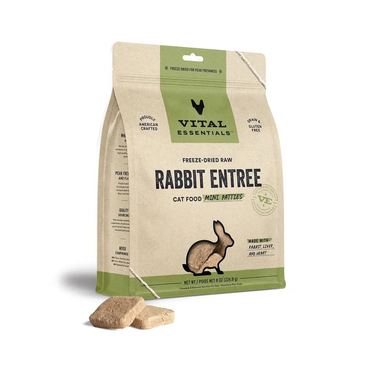 Vital Essentials® Freeze-Dried Raw Rabbit Entree Cat Food Mini Patties Vital Essentials®