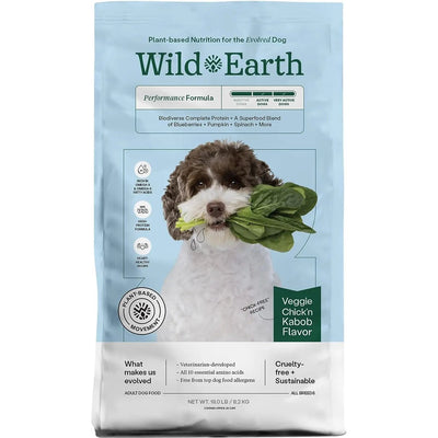 Wild Earth Performance Formula Vegan Dog Food Allergen Free Veggie ChickN Kabob Flavor Wild Earth