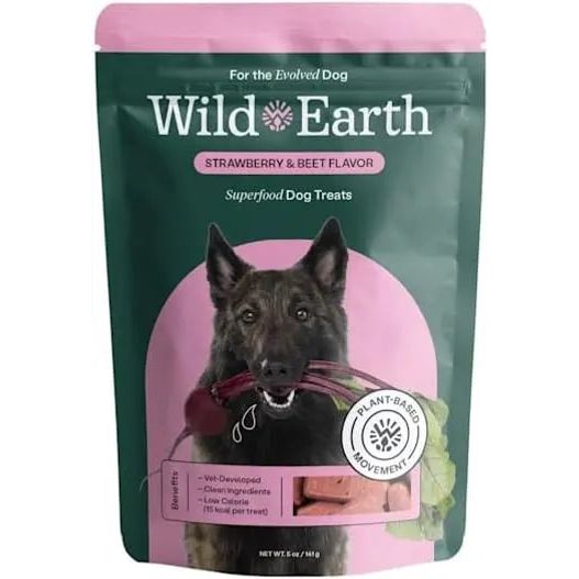 Wild Earth Superfood Vegan Dog Treats with Koji, Strawberry Beet 5oz Wild Earth
