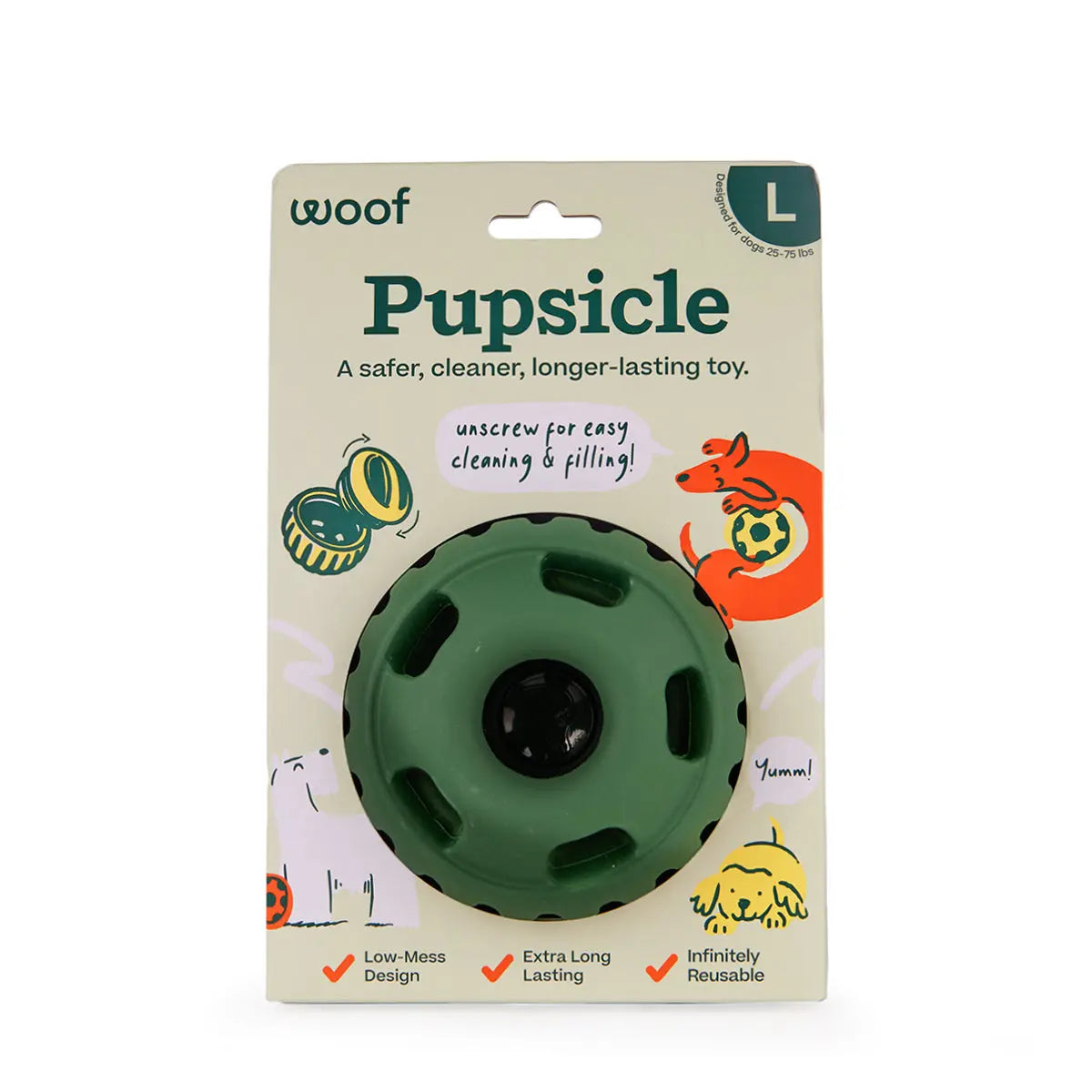 Woof Pet Pupsicle Long Lasting Refillable Dog Treat Dispenser Toy Woof Pet