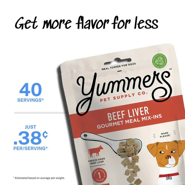 Yummers Freeze dried Beef Liver Gourmet Meal Mix in for Dogs Food Topper, 2.5 oz Yummers
