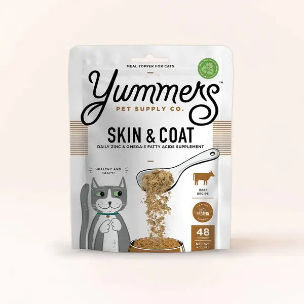 Yummers Skin & Coat Aid Beef Supplement Mix in for Cats Food Topper, 4 oz Yummers