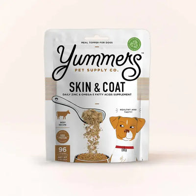 Yummers Skin & Coat Aid Beef Supplement Mix in for Dogs Dog Food Topper, 8 oz. Yummers