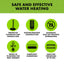 Infographic shows six icons: Zilla Aquatic Reptile Heater for Terrariums up to 40 Gallons (100W) features protective coverings, shatter-resistant build, automatic shutoff, preset 78°F temp, fully submersible design—perfect for reptiles.