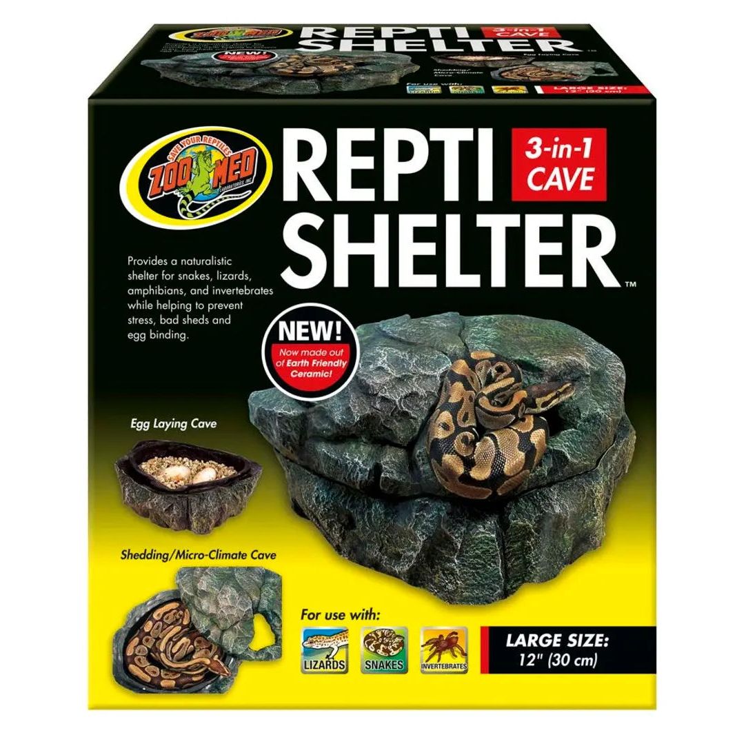 Zoo Med Repti Shelter 3-in-1 Cave Terrarium Hideaway Black Zoo Med Laboratories