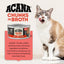 ACANA beef and tuna wet cat food in a bowl with a happy cat enjoying the meal