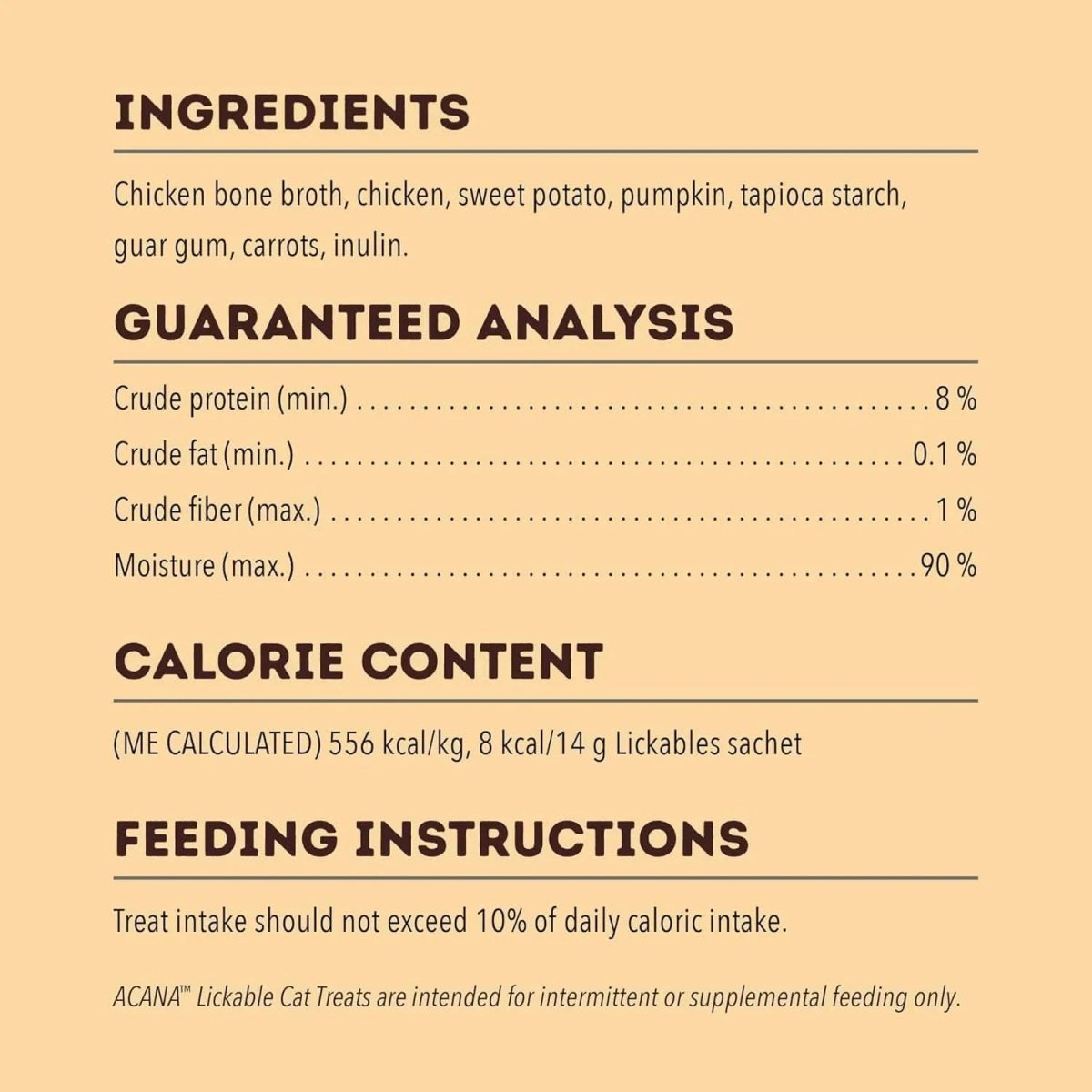 Acana Chicken Lickables Healthy Digestion Cat Treats 2.5 oz - Talis Us