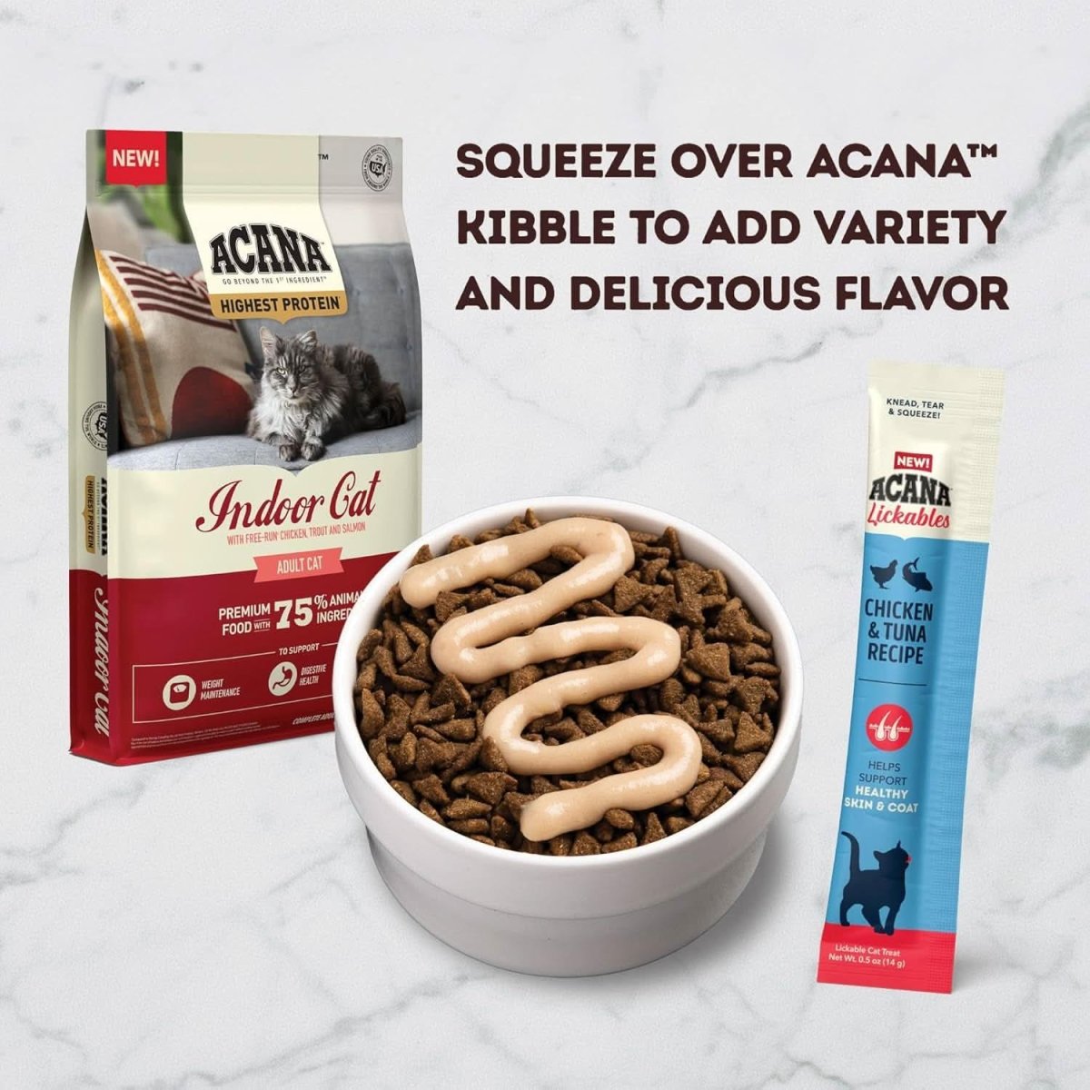 Acana Chicken & Tuna Recipe Lickable Healthy Skin and Coat Cat Treats 2.5 oz - Talis Us