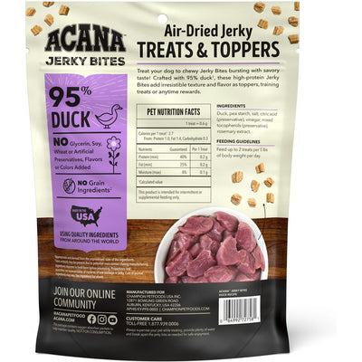 ACANA duck jerky dog treats with 95 percent duck, ideal for healthy snacking and training