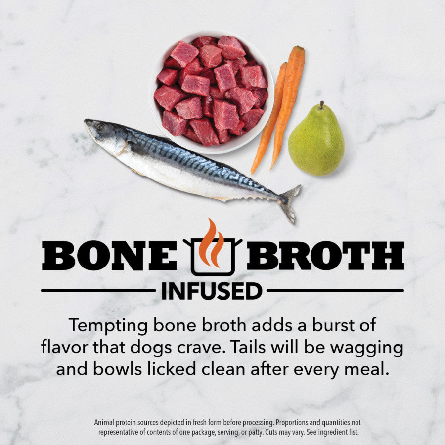Acana Freeze-Dried Dog Food with tempting bone broth and nutritious ingredients for happy dogs
