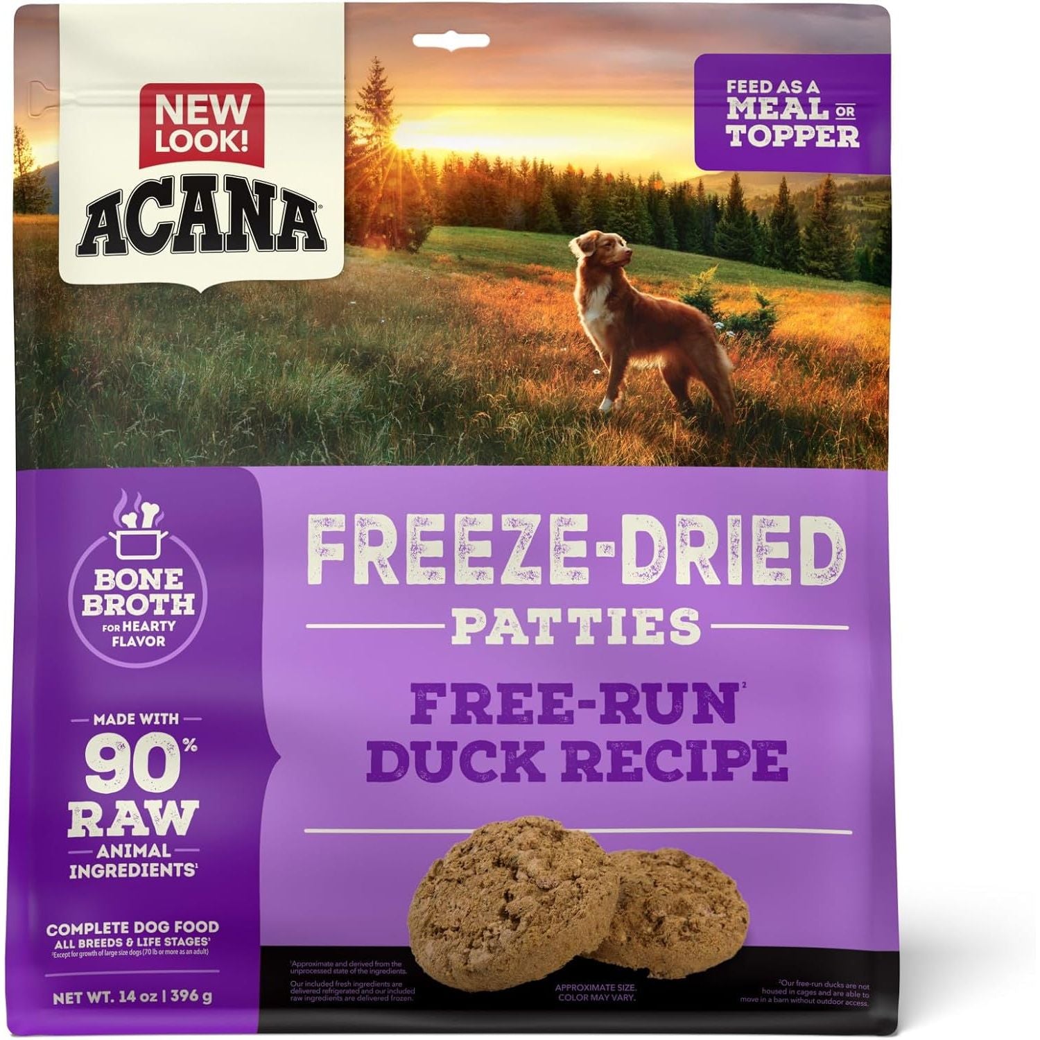 Acana Freeze-Dried Dog Food Topper with Free-Run Duck Recipe in a Resealable Bag