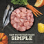 Acana freeze-dried dog food topper featuring fresh raw ingredients like chicken and vegetables