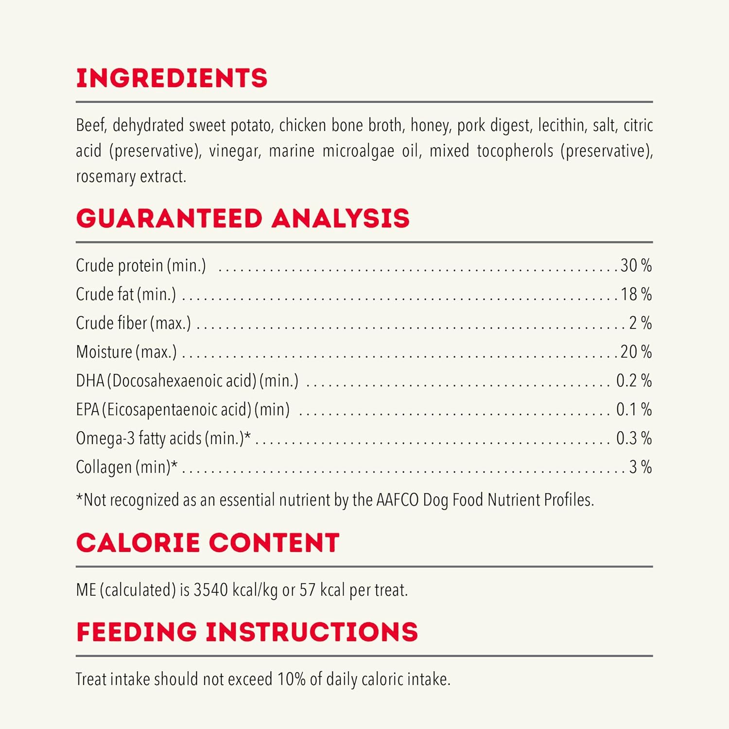 Acana hip and joint support dog treats with beef, sweet potato, and beneficial nutrients for healthy joints