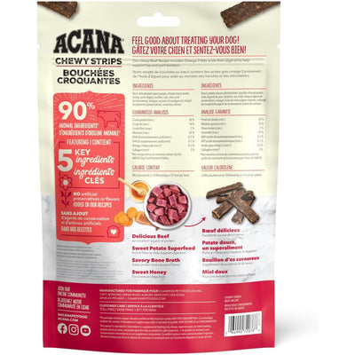 Acana Chewy Strips Dog Treats for Hip and Joint Support with 90 percent animal ingredients