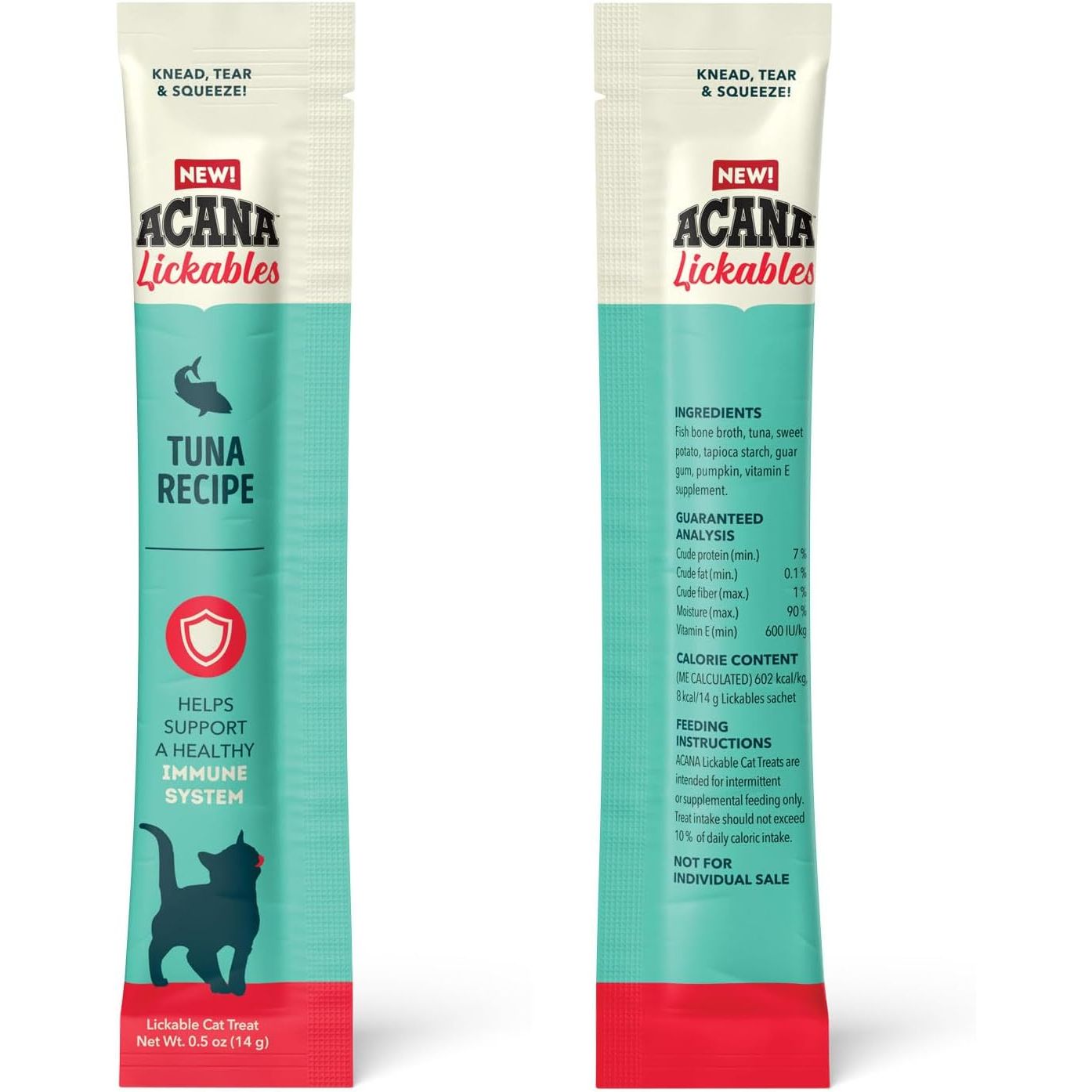 Acana Tuna Recipe Cat Treats for Immune Support with a healthy formula in a convenient squeeze pouch