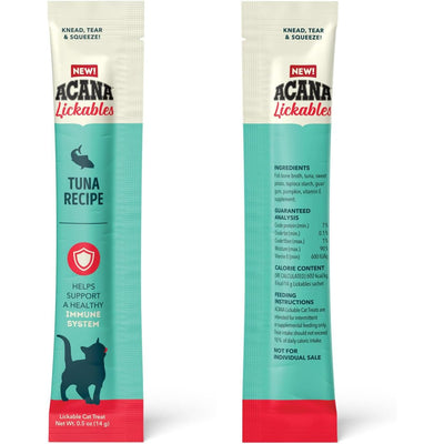 Acana Tuna Recipe Cat Treats for Immune Support with a healthy formula in a convenient squeeze pouch