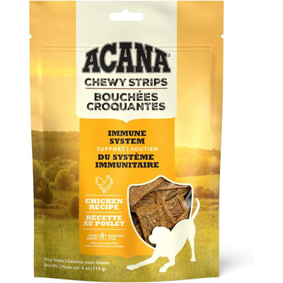 Acana immune support dog treats in chicken flavor with chewy strips for healthy dogs