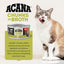 ACANA lamb and kidney wet cat food in a can with a happy cat, providing a nutritious meal option
