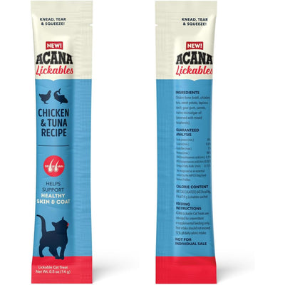 Acana Lickable Healthy Skin and Coat Cat Treats with Chicken and Tuna Recipe in a convenient pouch