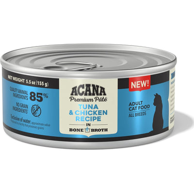 ACANA wet cat food tuna and chicken in bone broth, 5.5 oz can for adult cats of all breeds