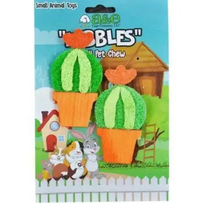 AE Cage Company Nibbles Barrel Cactus Loofah Chew Toy with Wood AE Cage Company