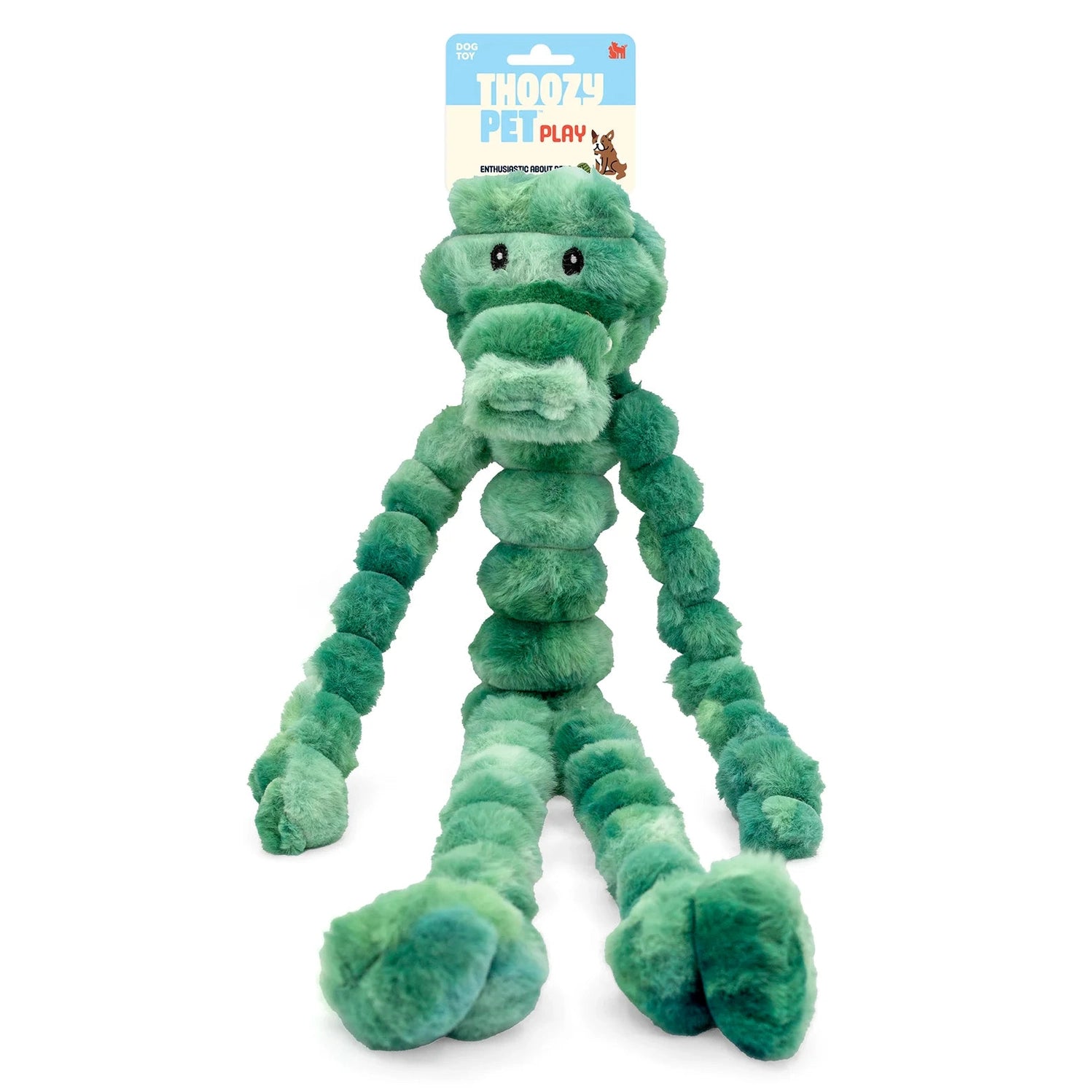 ThoozyPet alligator dog tug toy with soft, plush body for playful tugging and fetching