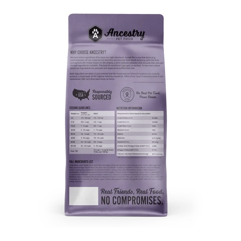 Ancestry Pet Food Lamb Meal & Sweet Potato Formula Dry Kibble Dog Food - Talis Us