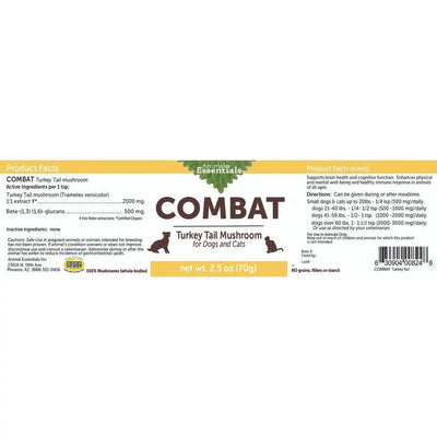 Animal Essentials Combat Turkey Tail Mushroom Cat & Dog Vitamin Supplement 70g - Talis Us