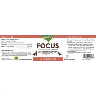 Animal Essentials Focus Lions Mane Cat & Dog Vitamin Supplement 80g - Talis Us