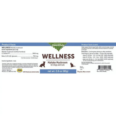 Animal Essentials Wellness Maitake Mushroom Cat & Dog Vitamin Supplement - Talis Us