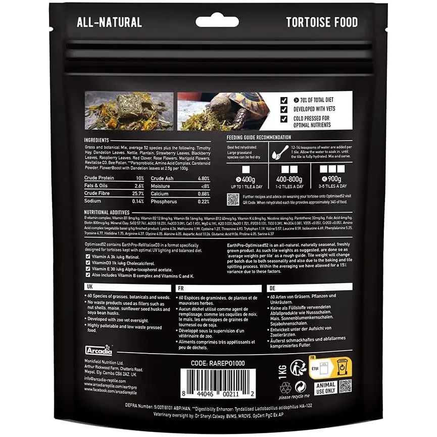 Arcadia EarthPro Optimised52 Tortoise Food 8.82 Oz - Talis Us