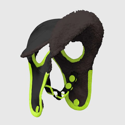 Canada Pooch Aviator Dog Hat in Black and Lime Green with Fleece Lining for Stylish Pets