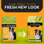 AvoDerm chicken meal and brown rice dog food bags showcasing new packaging design and natural ingredients