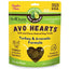 AvoDerm Natural AvoHearts Natural Dog Treats 5 oz, from AvoDerm, comes in a yellow pouch. These soft, chewy treats feature turkey as the first ingredient, sweet potato chunks, and are labeled grain-free.