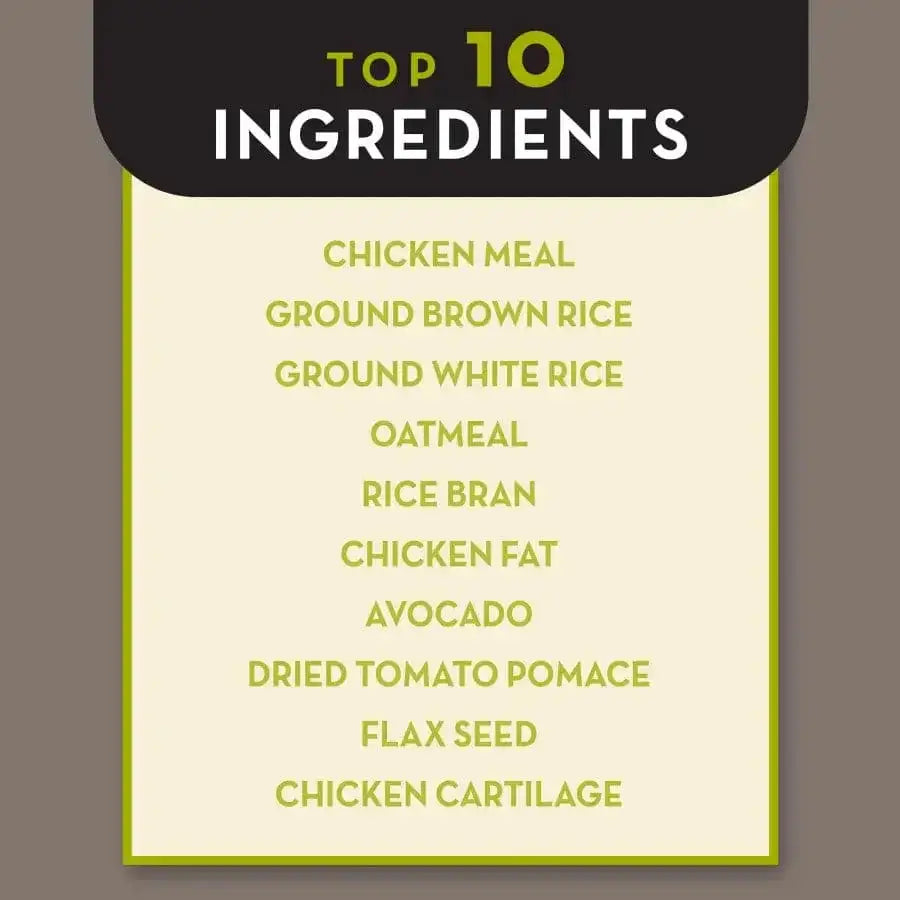 Explore AvoDerm Natural Chicken Meal & Brown Rice Senior Dry Dog Food—packed with ingredients like oatmeal, avocado, and flax seed to support healthy joints in seniors. Premium nutrition from AvoDerm for your loyal companion.