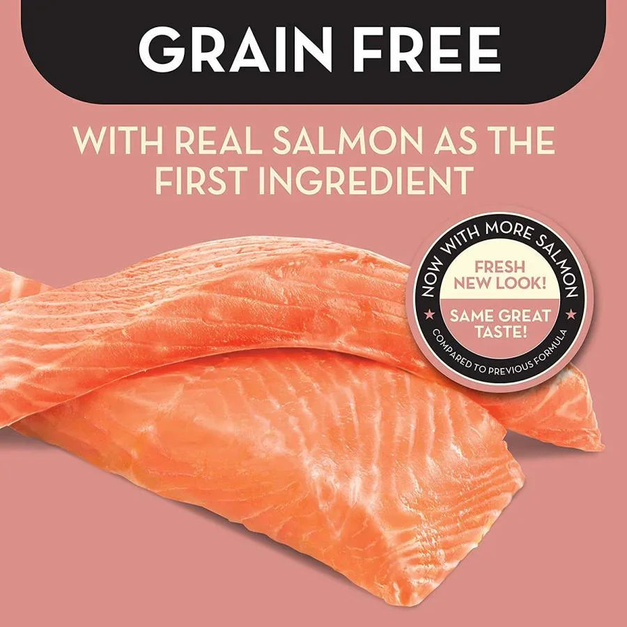 AvoDerm salmon and vegetables dog food featuring real salmon as the first ingredient, grain-free formula