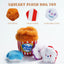 The Nocciola Interactive Popcorn Bucket Dog Toy with Squeaky Plush features soft peach velvet and embroidered pieces, providing mental stimulation and fun playtime for dogs, all in an adorable popcorn-in-bucket design.