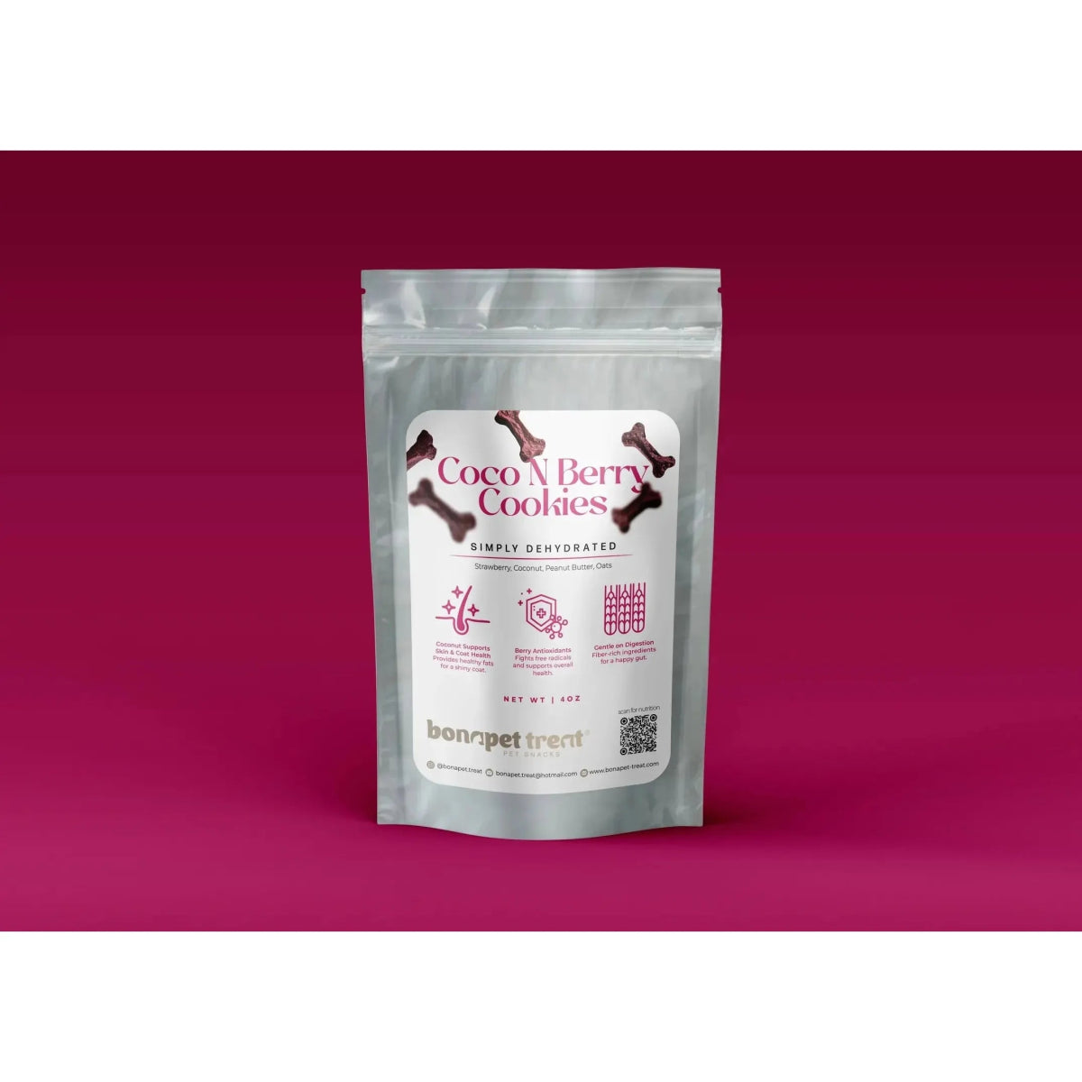 Bonapet Coco N Berry Organic Dog Cookies 4 oz - Talis Us