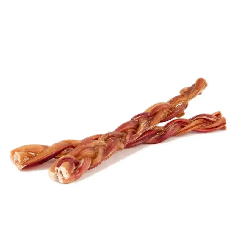 Braided bully sticks for dogs, natural and savory treats for chewing satisfaction