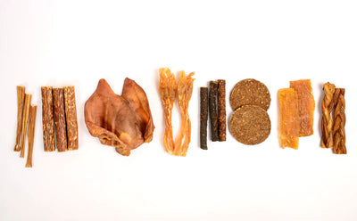 Butchers variety pack dog treats including assorted chews and jerky for healthy canine snacking