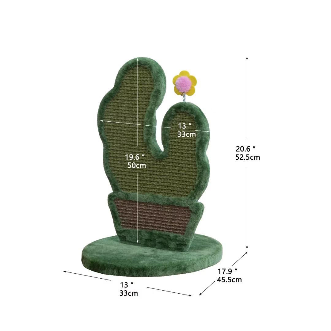 PetPals Group cactus cat scratching post with sisal and plush base designed for playful cats