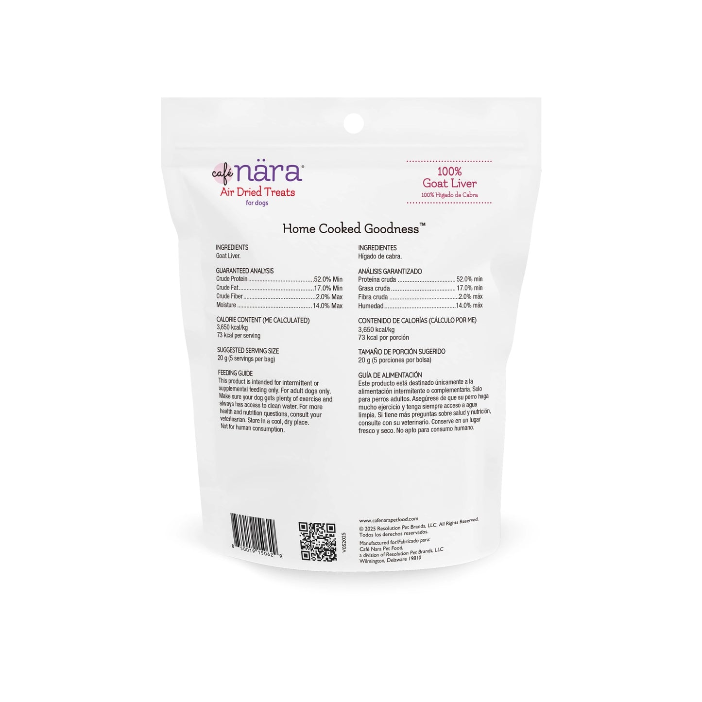 Caru Pet Food Home Cooked Goodness goat liver dog treats in an air-dried packaging for healthy pet snacks